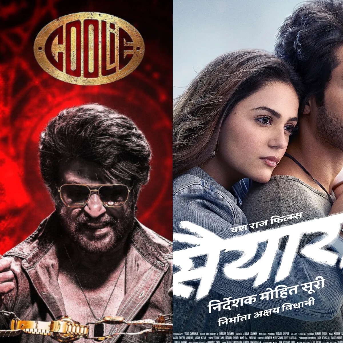 कुली और सैयारा का पोस्टर (Photo: Screengrab and Instagram @ahaanpandayy)