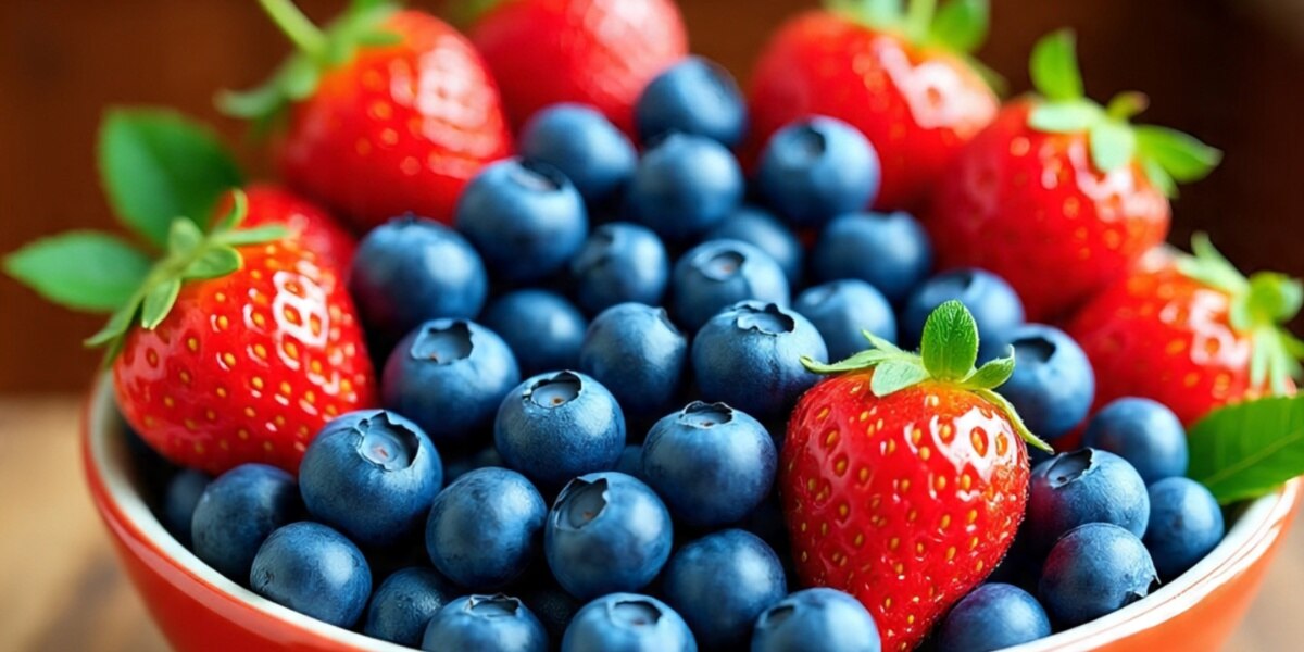 Blueberries and strawberries