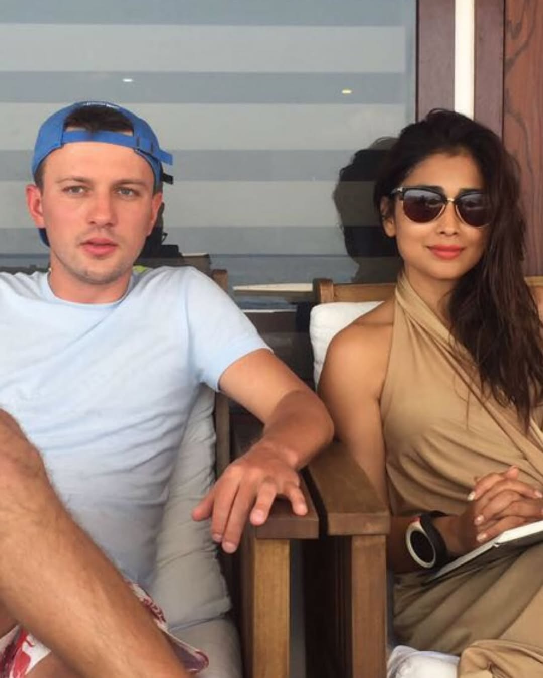 Shriya saran with husband Andrei koscheev