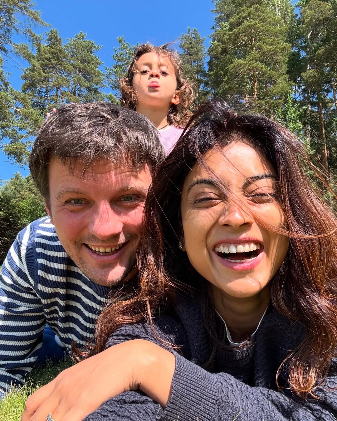 Shriya saran with husband Andrei Koscheev and daughter