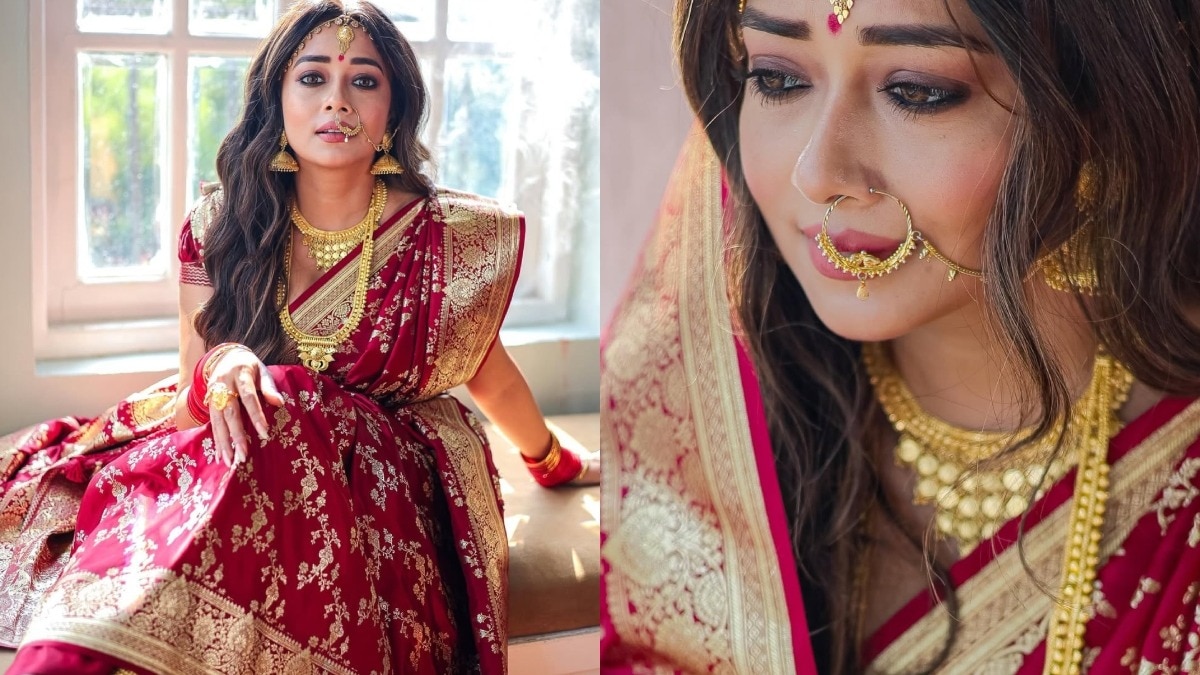 नाक में नथ, पैरों में आलता... लाल जोड़े में दुल्हन सी सजीं टीना दत्ता, फैंस बोले- शादी कब?