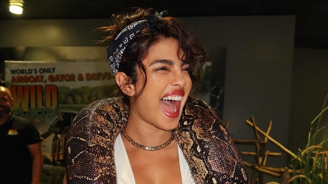 Priyanka Chopra poses with Python along her neck