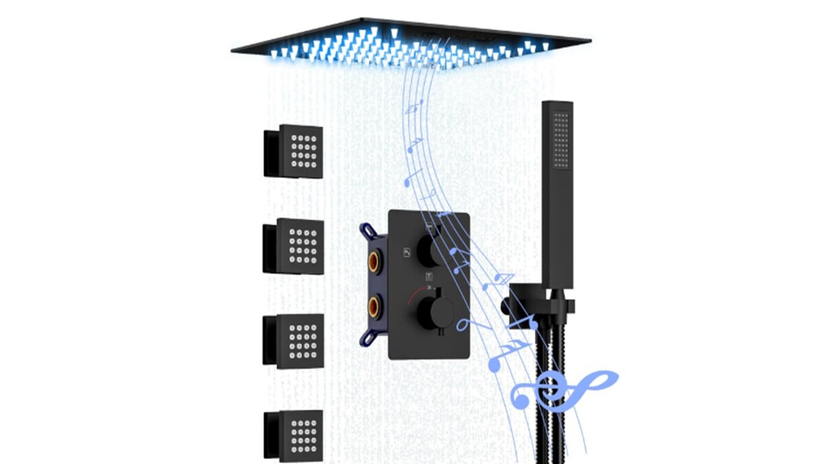 शॉवर के साथ कलर चेजिंग लाइट और म्यूजिक 