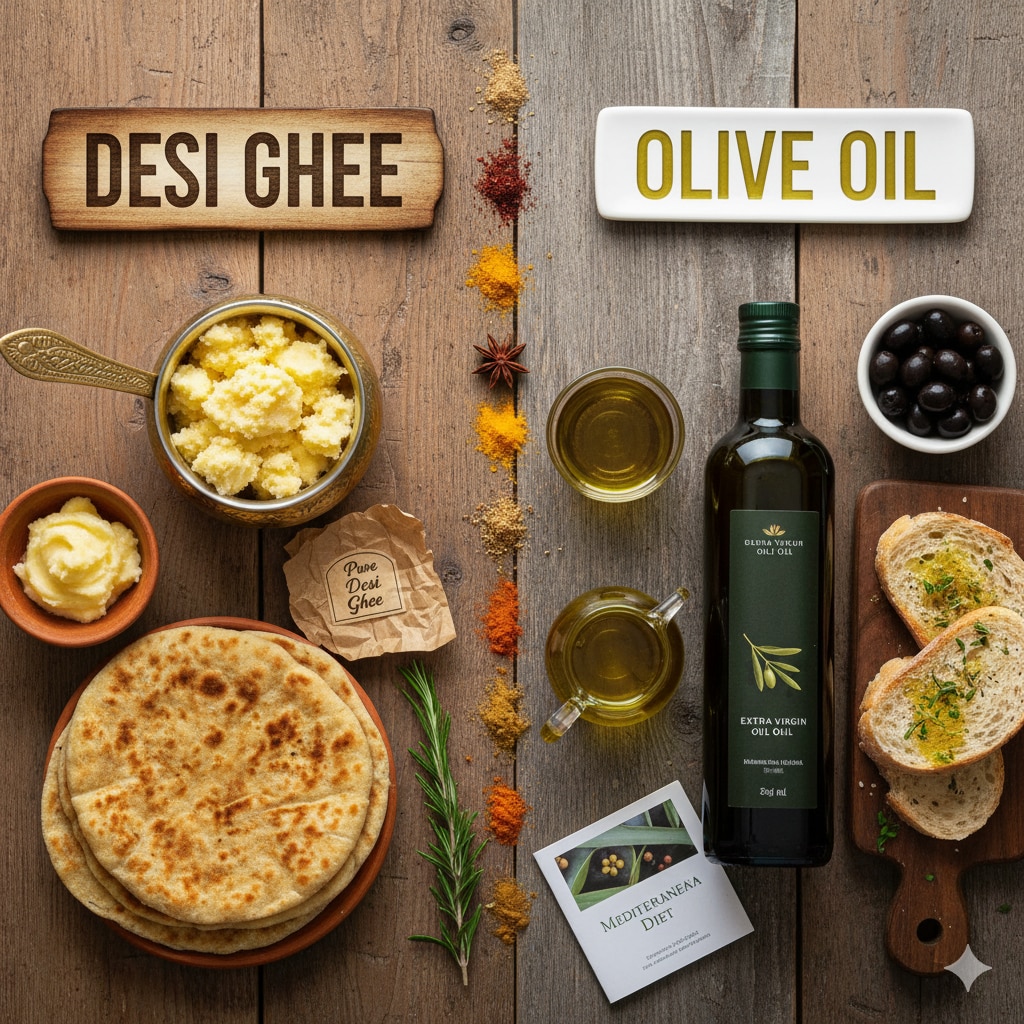 olive oil vs desi ghee (Photo: AI generated)