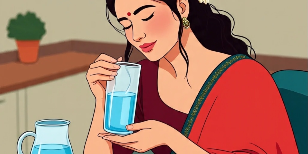 Indian woman drinking water 