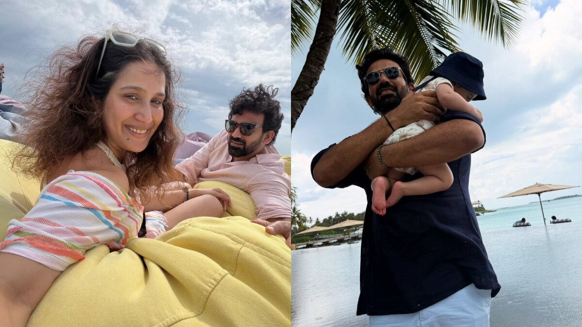Actress Sagarika Ghatge with husband Zaheer khan and son