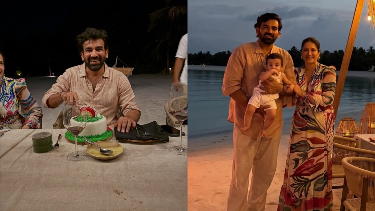 Actress Sagarika Ghatge with husband Zaheer khan and son