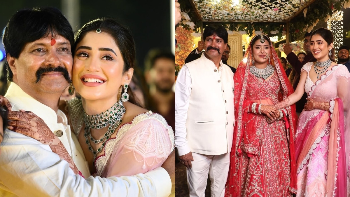 Actress Shivangi joshi with her father and sister