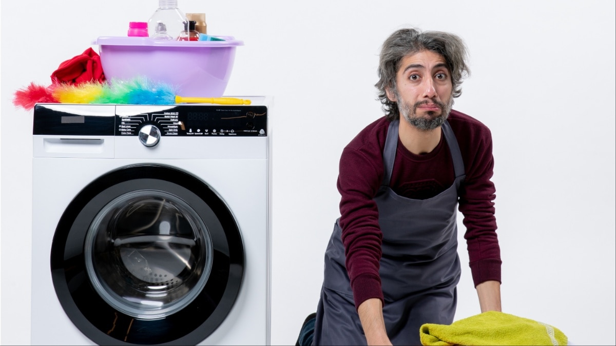 washing machine and man