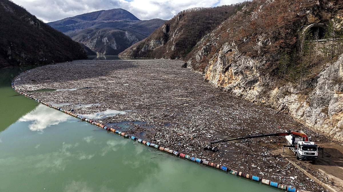 Bosnia Drina River Garbage Dump