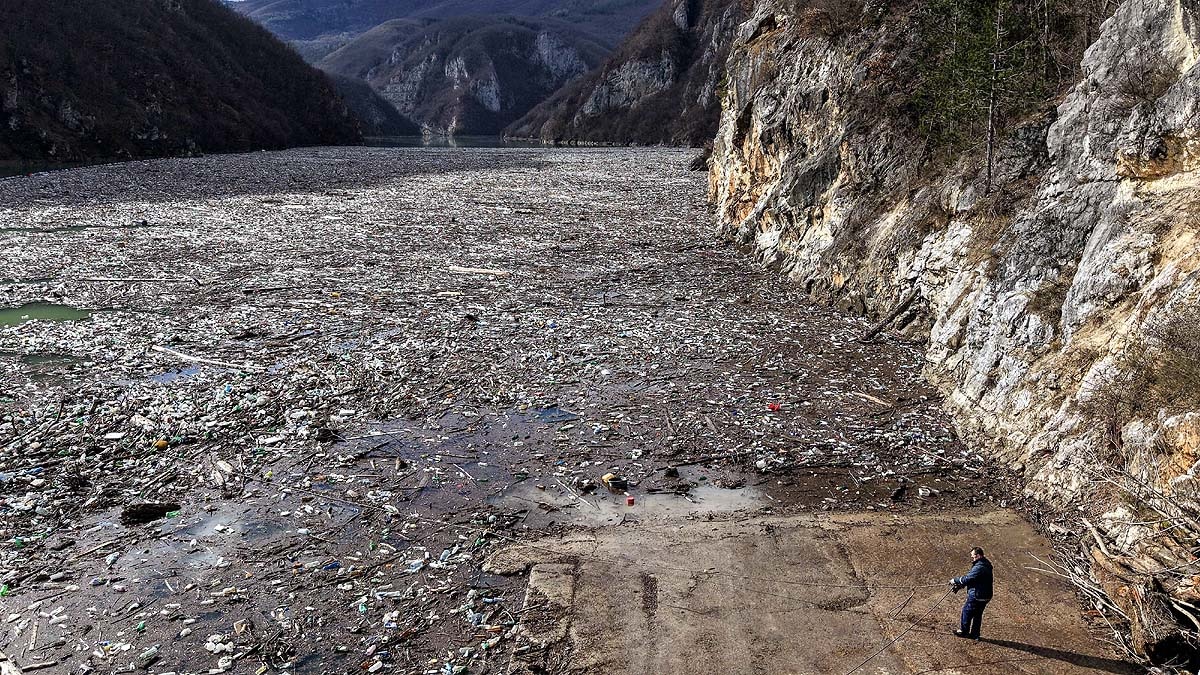 Bosnia Drina River Garbage Dump