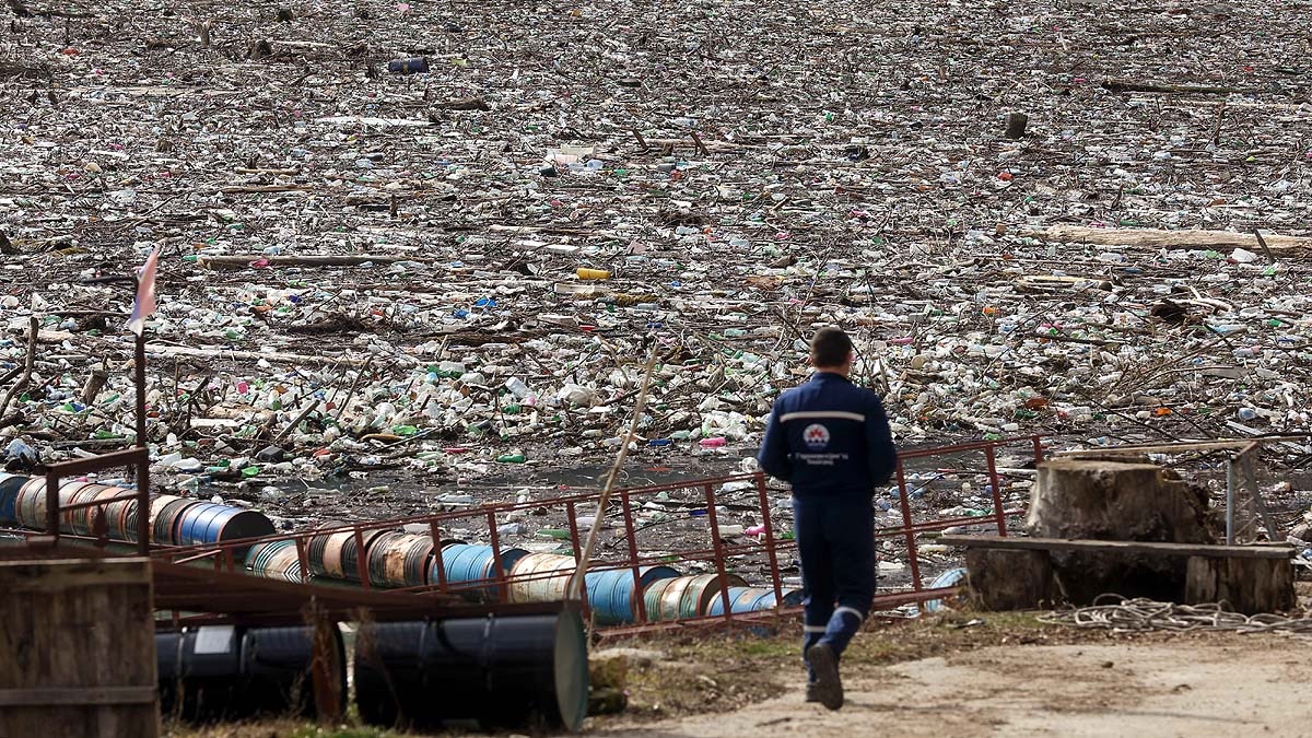 Bosnia Drina River Garbage Dump
