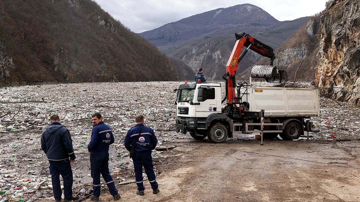 Bosnia Drina River Garbage Dump
