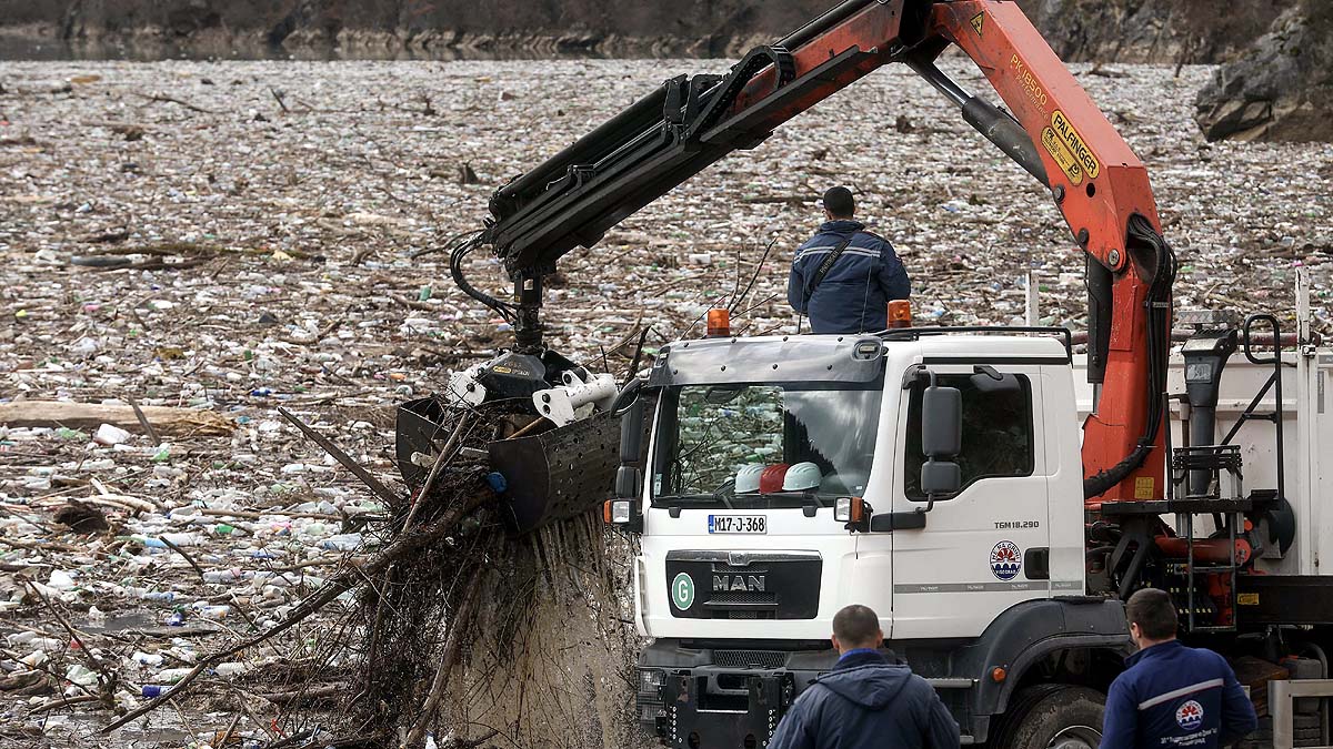 Bosnia Drina River Garbage Dump