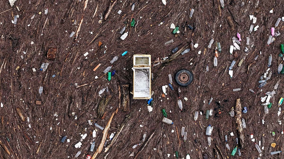 Bosnia Drina River Garbage Dump