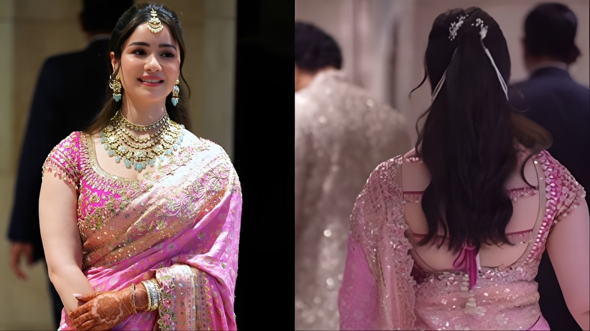 sara tendulkar pink saree look