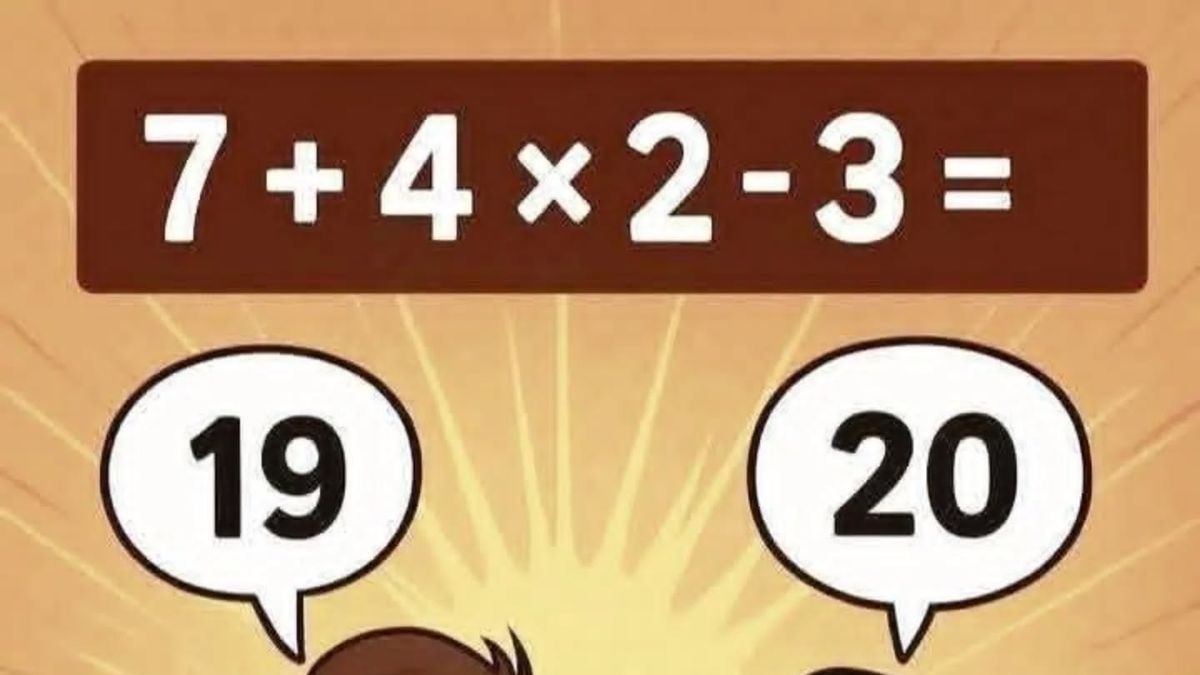  7 + 4×2 - 3 जैसे आसान दिखने वाले गणित के सवाल ने सोशल मीडिया पर बहस छेड़ दी. कई लोग अलग-अलग जवाब दे रहे हैं, लेकिन सही जवाब BODMAS नियम के अनुसार 12 है. ( Photo: Pinterest)