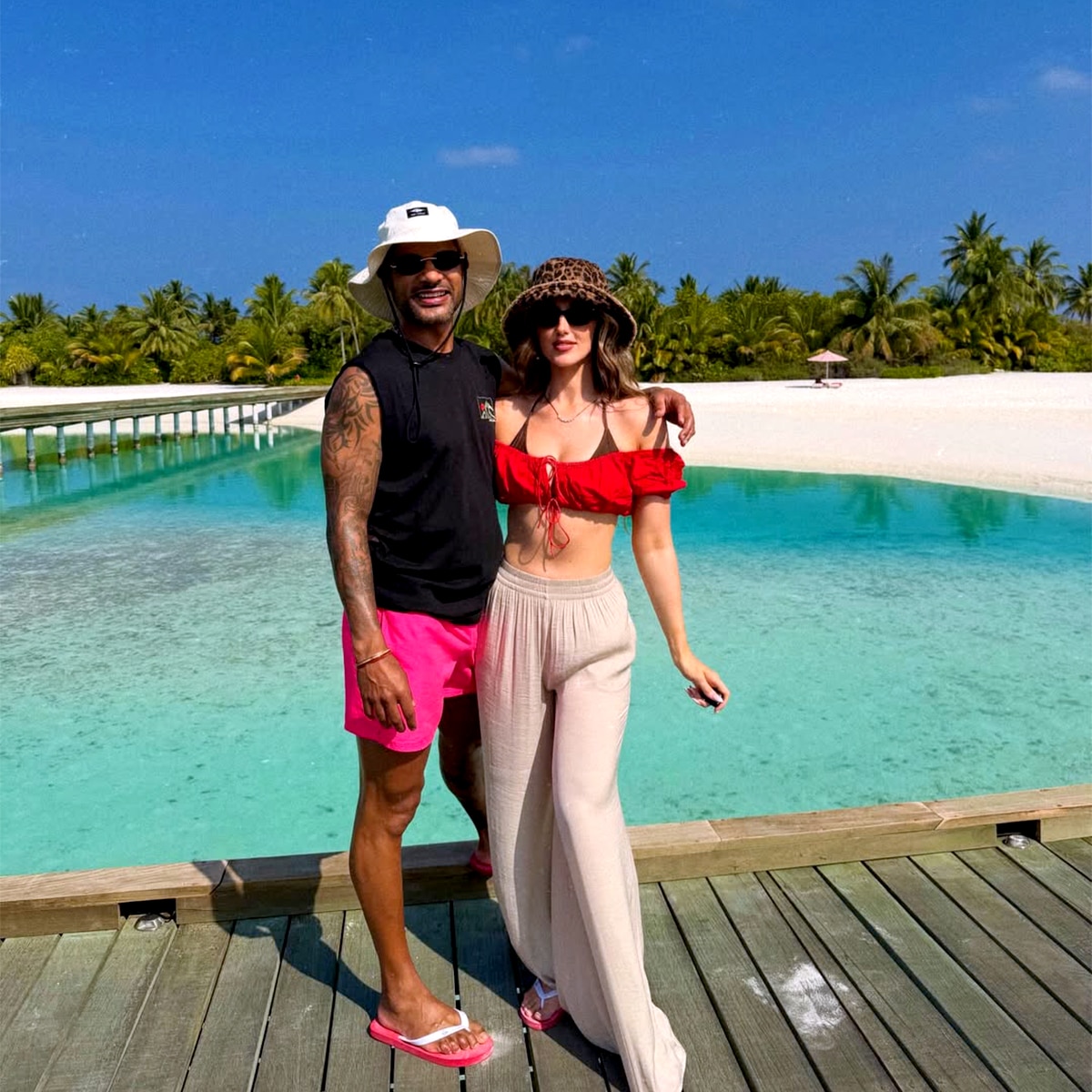 Shikhar Dhawan Sophie Shine bikini bold look