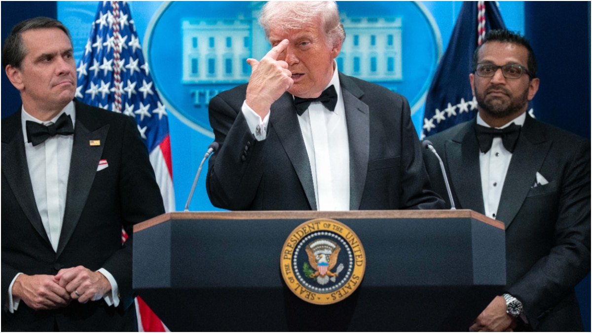 President Donald Trump gestures 