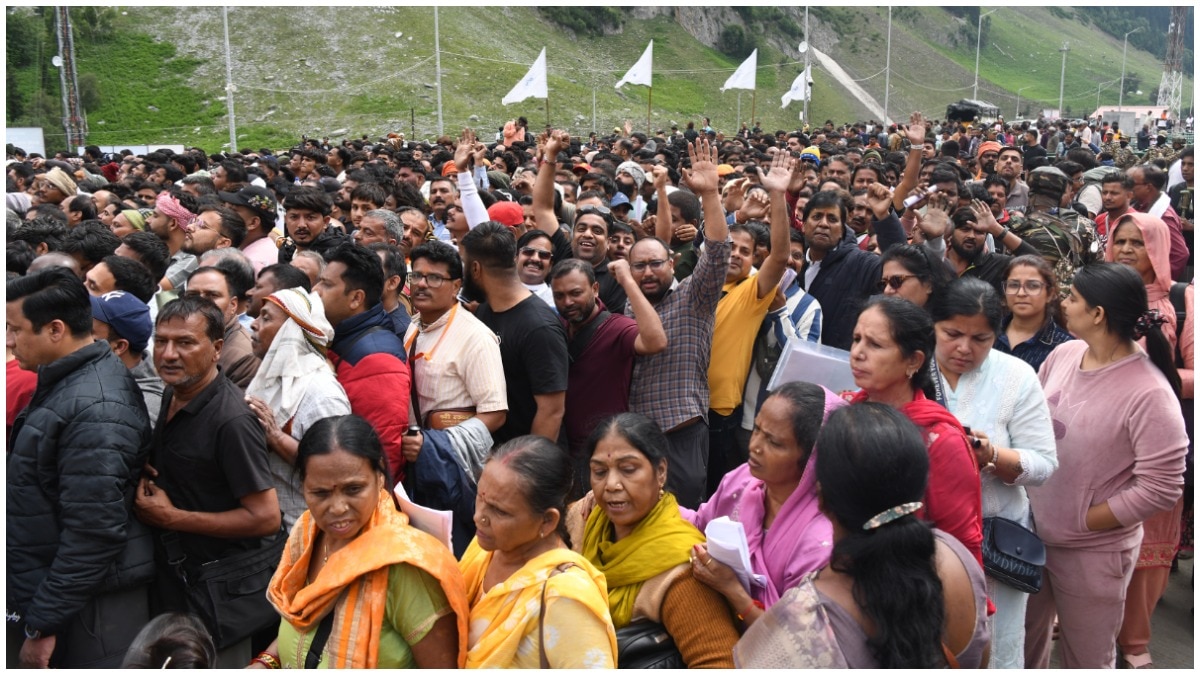 Hindu pilgrims arrive ahead of their holy Amarnath Yatra, at the Baltal Base Camp in Baltal