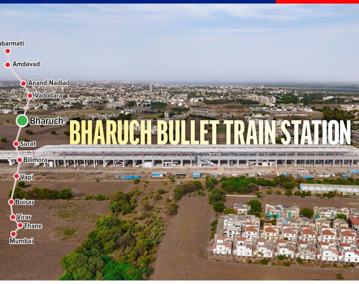 बाहर से ऐसा है भरूच बुलेट ट्रेन स्टेशन