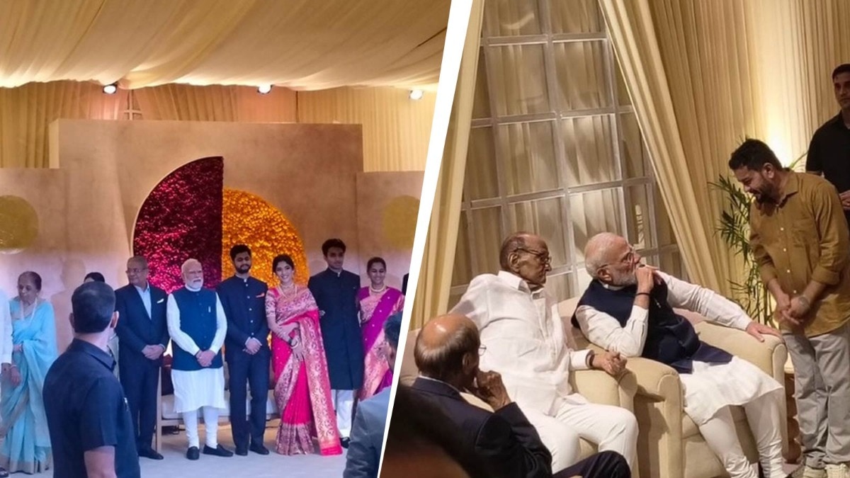  pm Narendra Modi at sharad pawar granddaughter revati sule wedding 