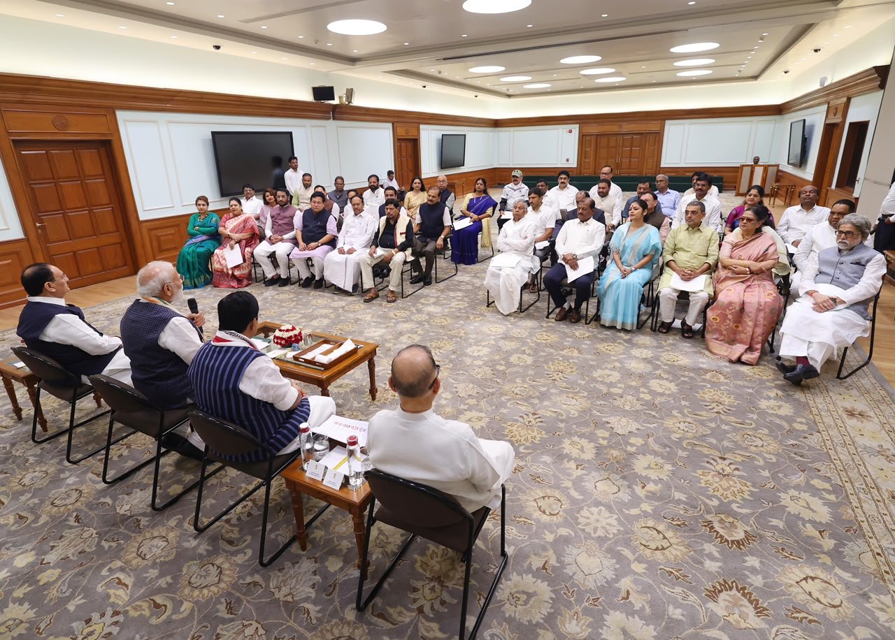 45 newly elected NDA Lok Sabha MPs met Prime Minister Narendra Modi at his residence.