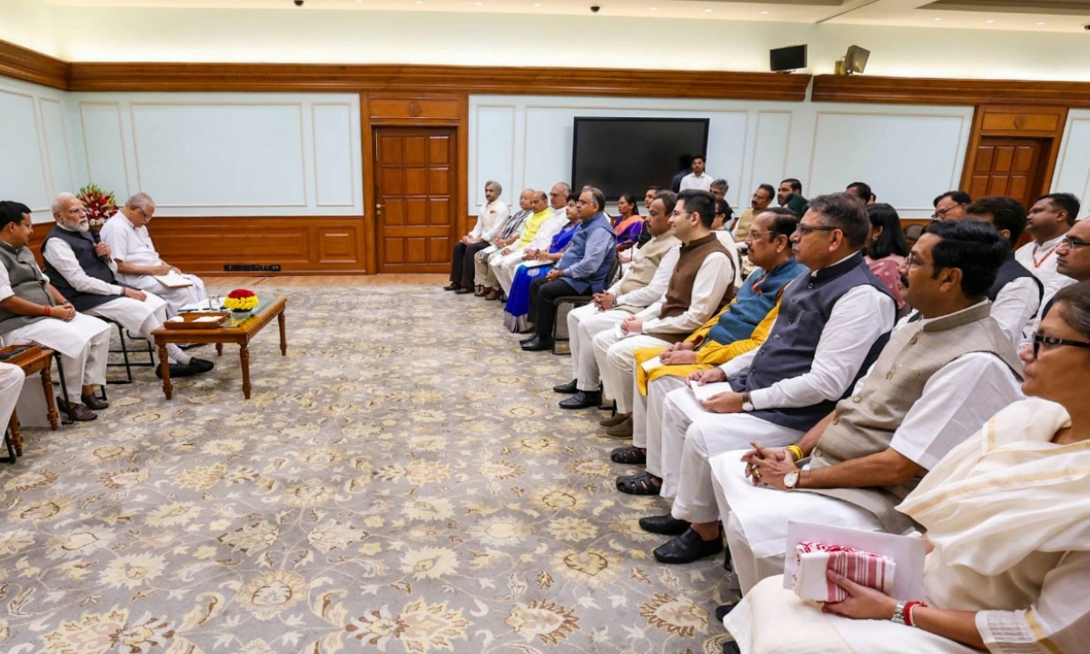 45 newly elected NDA Lok Sabha MPs met Prime Minister Narendra Modi at his residence.