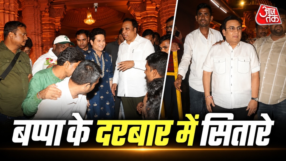 Sachin Tendulkar and Dilip Joshi at Ashish Shelar Ganpati Celebrations
