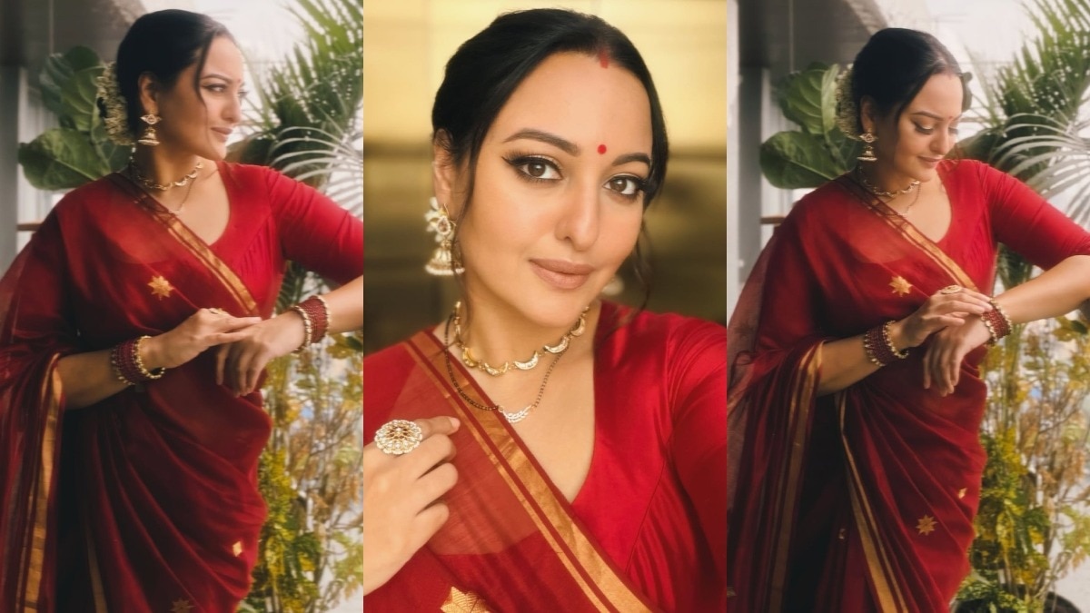 लाल साड़ी, सिंदूर और मंगलसूत्र... शादी के 2 साल बाद फिर 'दुल्हन' सी सजीं सोनाक्षी, लुक पर फिदा होंगे पति जहीर; PHOTOS