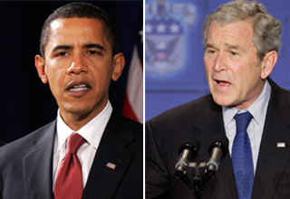 बराक ओबामा और जार्ज बुश