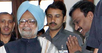 Manmohan Singh with A Raja