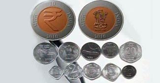 आकर्षक चिन्ह के साथ सिक्के