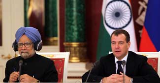 दमित्री मेदवेदेव, प्रधानमंत्री मनमोहन सिंह