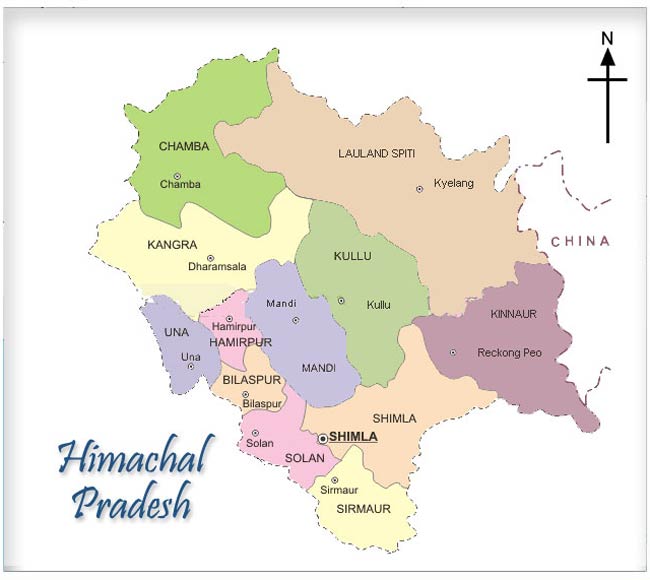 हिमाचल प्रदेश का मैप