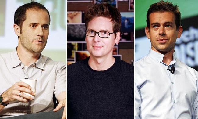 ट्विटर फांउडर इवान विलियम्‍स, बिज स्‍टोन और जैक डोर्सी