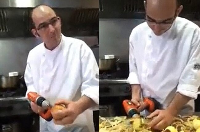 Peeling Apples with drill machine