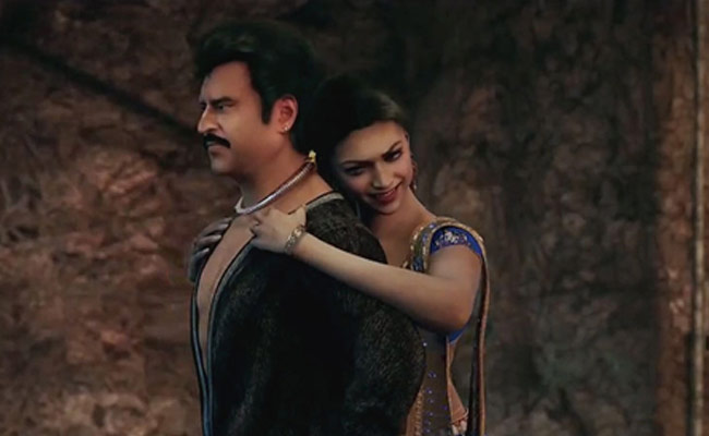 फिल्‍म के एक सीन में रजनीकांत और दीपिका पादुकोण