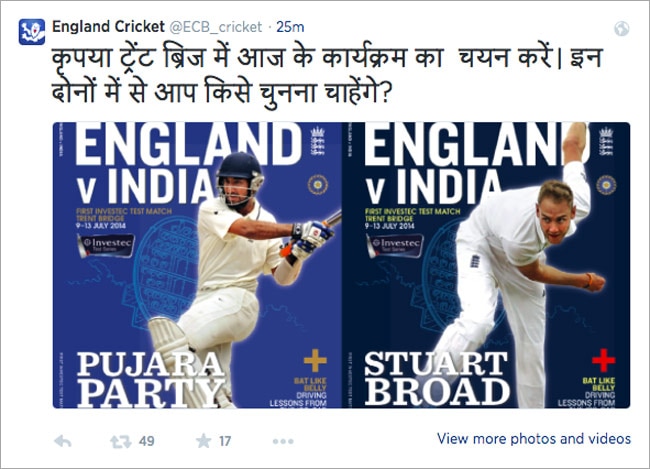 हिंदी में ईसीबी का ट्वीट