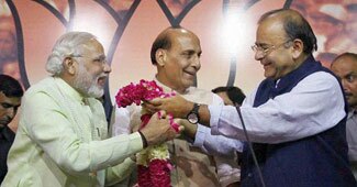 नरेंद्र मोदी, राजनाथ सिंह और अरुण जेटली