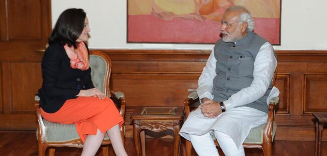 फेसबुक की सीओओ शेरिल सैंडबर्ग से मिले प्रधानमंत्री नरेंद्र मोदी
