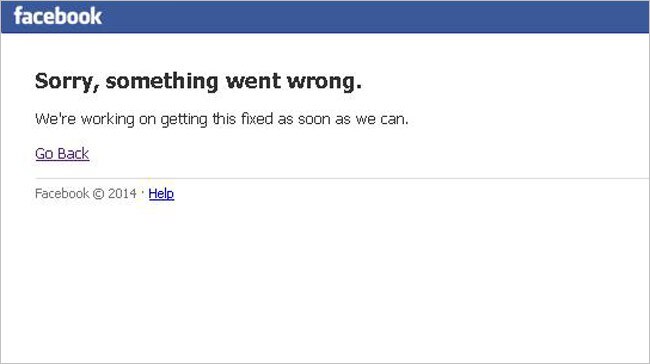 वेबसाइट डाउन होने पर यह मैसेज दिखा रहा था फेसबुक