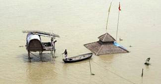 बाढ़ से प्रभावित इलाके की तस्वीर