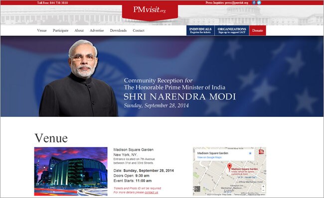 नरेंद्र मोदी के स्‍वागत में अमेरिका में बनी वेबसाइट