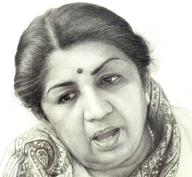 यह स्‍केच लता मंगेशकर के एक प्रशंसक ने उन्‍हें फेसबुक पर भेजी है