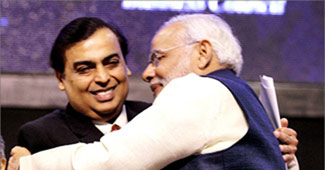 Mukesh ambani with Narendra Modi