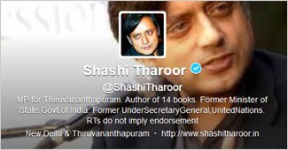 शशि‍ थरूर का ट्विटर प्रोफाइल