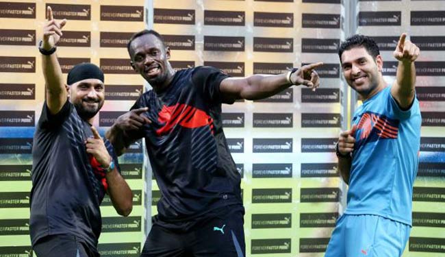 हरभजन सिंह, उसेन बोल्ट और युवराज सिंह