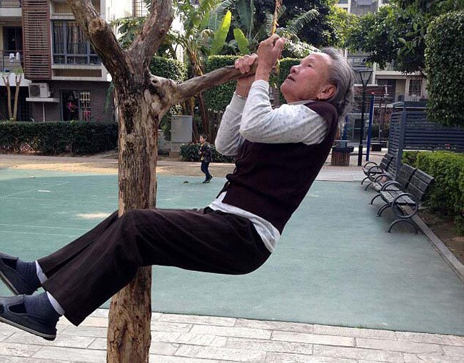 granny doing push ups