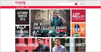 रेमंड की वेबसाइड का होमपेज